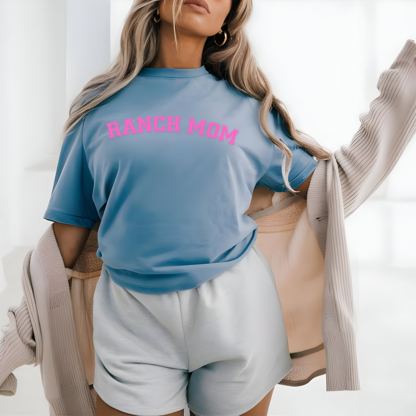 Ranch Mom Tee - Washed Denim